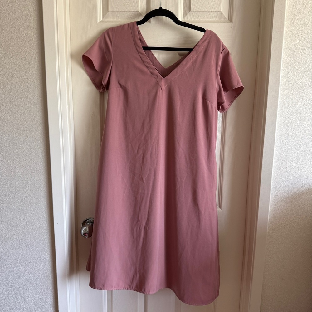 a new day Mauve V-Neck Short Sleeve Midi Dress
